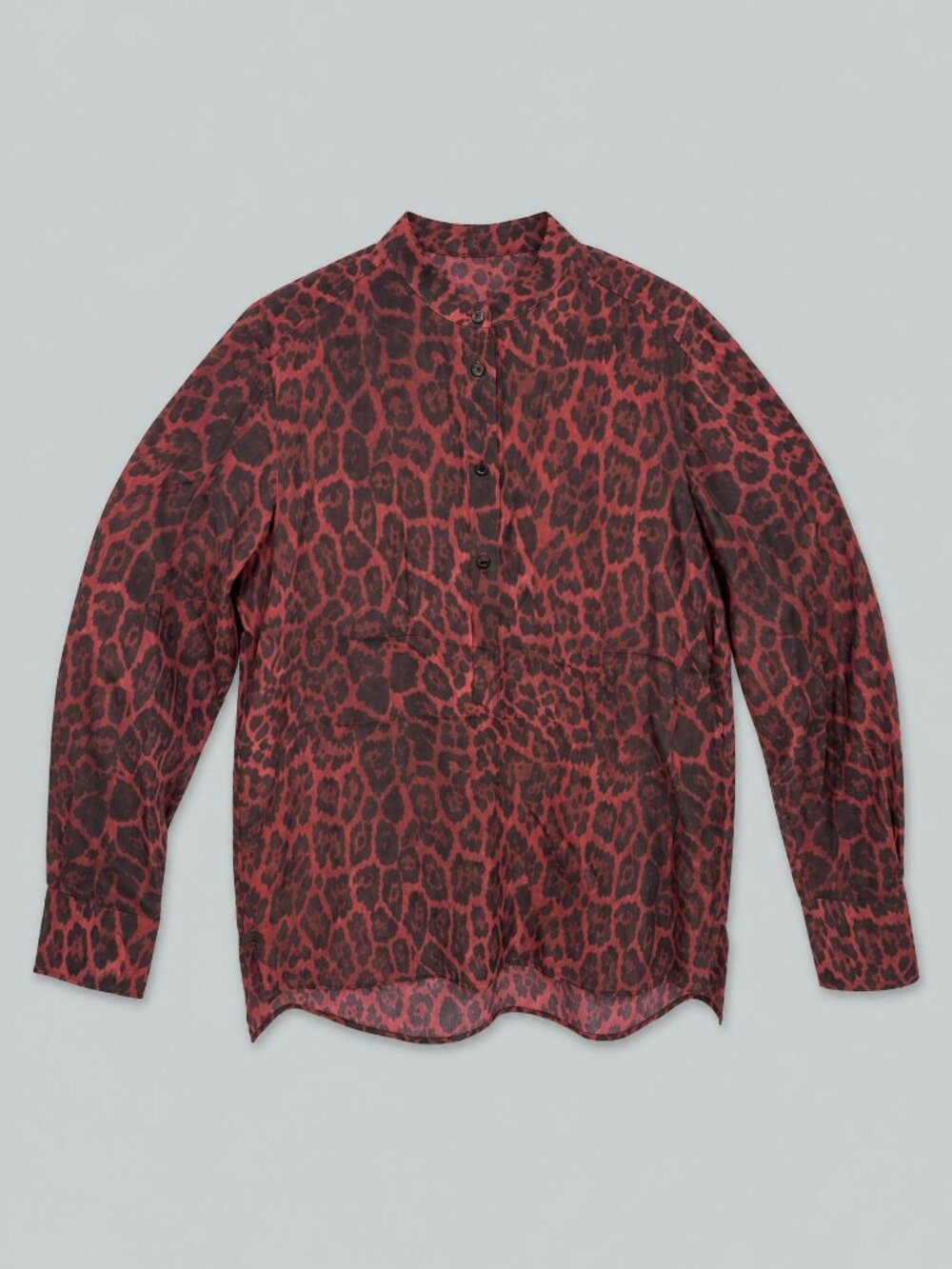 Printed Organic Silk Blouse - Berry